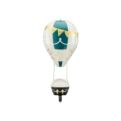 Abbildung von Folienballon 4D Heißluftballon 40x86cm XXL Ballon für Helium oder Luft Luftballon Babyparty Baby Shower Party Kindergeburtstag Folienluftballon als Geburtstagsdeko Weiß Blau