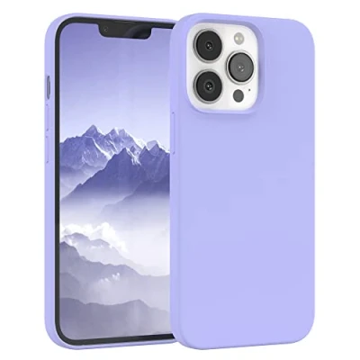 Abbildung von EAZY CASE Premium Silikon Handyhülle kompatibel mit iPhone 13 Pro, Slimcover Kameraschutz und Innenfutter, Silikonhülle, Schutzhülle, Bumper, Handy Case, Hülle, Softcase, Lila Blau