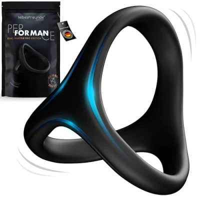 Abbildung von Liebesfreunde® Dual Master Penisring &amp; Hodenring aus Silikon Dehnbarer Cockring für Männer, Sex Spielzeug Paare