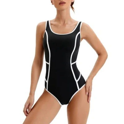 Abbildung von Veranobreeze Damen Sport Badeanzug Racerback Schwarz Bademode(Schwarz EU40)