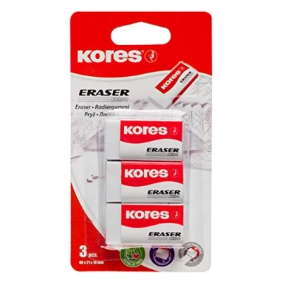 Abbildung von KORES RG40311, 3 Stück Radiergummis weiß auf Blister