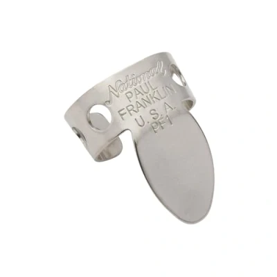 Abbildung von National Guitar Picks Paul Franklin Fingerplektren Banjo Plektren Stahl Gitarrenplektren Gitarren Daumenplektren Nickel, 4 Stück
