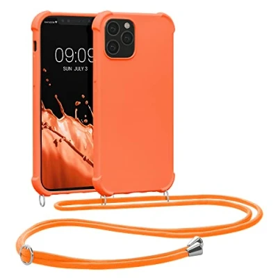 Abbildung von kwmobile Necklace Case kompatibel mit Apple iPhone 12 / Pro Hülle Cover Kordel zum Umhängen Silikon Schutzhülle Fruity Orange