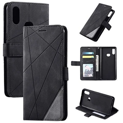 Abbildung von QiongniAN Kompatibel mit Samsung Galaxy A20S Hülle Leder,Kompatibel SM A207F/DS / A207M/DS A2070 A207F A207M Klapphülle Handytasche Case Black