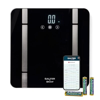 Abbildung von Salter SA00432FEU6 Bluetooth Badezimmerwaage Körpergewichtswaage mit max. Kapazität 200 kg, Waage 8 Benutzer Speicher, verbinden per Health App um Gesundheit und Fitness zu verfolgen