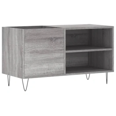 Abbildung von vidaXL Plattenschrank, Schallplattenschrank mit viel Stauraum, Plattenspieler Schrank für Wohnzimmer, LP Schallplattenständer, Grau Sonoma Holzwerkstoff