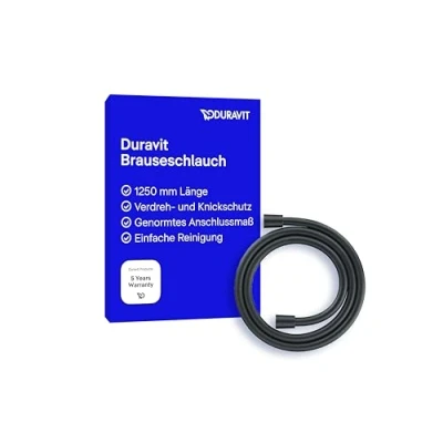 Abbildung von Duravit Universal Brauseschlauch, flexibler Duschschlauch 1,25 m mit Verdrehschutz, knickfest, Schwarz Matt