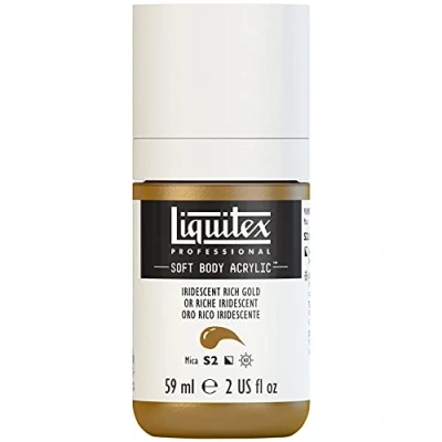 Abbildung von Liquitex 1959235 Professional Acrylfarbe Soft Body Künstlerfarbe in cremiger deckender Konsistenz, hohe Pigmentierung, lichtecht &amp; alterungsbeständig, 59ml Flasche Irisierendes Sattes Gold