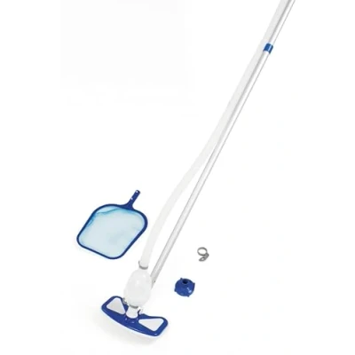 Abbildung von BESTWAY Kescher AquaClean Pool Reinigung Kit Poolsauger Poolkescher Teleskopstange 279cm (BESTWAY), leichter Aluminium Teleskopstiel für und Saugbürste