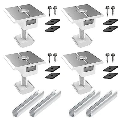 Abbildung von Solarmodul Halterung,Alu Befestigungssystem Trapezblech PV Befestigungsschiene, Solarpanel Halter flachdach,Photovoltaik Befestigungsschiene für Blechdach Flachdach Montage Dachmontage