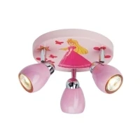Abbildung von Brilliant LED Deckenstrahler PRINCESS, Halogen, wechselbar, Spotrondell rosa, 3 x GU10 max. 3W, 11cm Höhe, schwenkbar, Metall