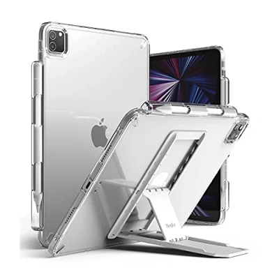 Abbildung von Ringke Fusion mit Outstanding Kompatibel iPad Pro Hülle 11 Zoll (2022/2021) Stifthalterung Tablet Ständer Halterung Klebstoff Aufkleber Clear &amp; Light Gray
