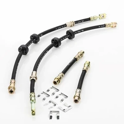 Abbildung von LST 4x Bremsschlauch Set vorne hinten + Halteklammer Polo 9N 6L I