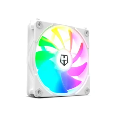 Abbildung von NOX XTREME PRODUCTS Hummer EASY LINK WHITE 120mm Lüfter, LED ARGB, ultraleise PMW, 9 Lüfterblätter, keine Kabel, 4 Gummivibrationspads, Geschwindigkeit bis 1500RPM, Farbe weiß