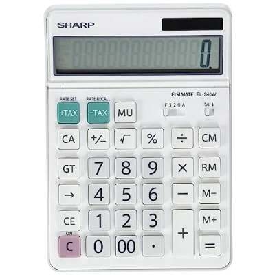 Abbildung von Sharp EL 340W Tischrechner mit beweglichem Display, Solar /Batteriebetrieben, Weiß