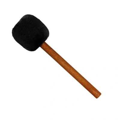 Abbildung von Sonic Energy Gong Schlägel Schwarz 34 cm Aus Wolle und Kunstfell Sapeleholzgriff Für Gongspieler, Percussion, Meditation (MGB S)