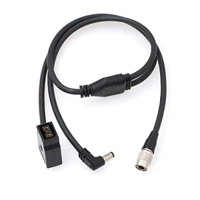 Abbildung von Hirose Y Splitter Stromkabel, 4 polig auf rechtwinkligen Gleichstrom, 2,5 mm Schaft und Buchse D Tap für Monitor Recorder Zoom F8, 1 m