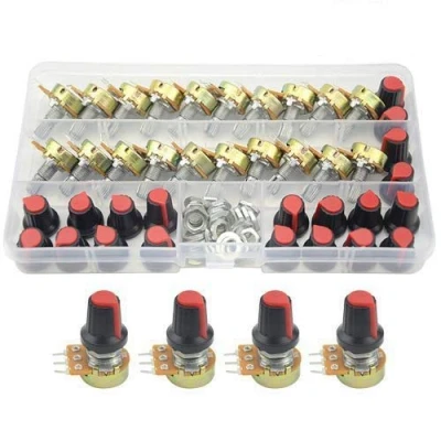 Abbildung von WMYCONGCONG 20 Pcs B10K 10K Ohm Lineares Kegel Dreh Potentiometer mit gerändelter Welle und Knopf