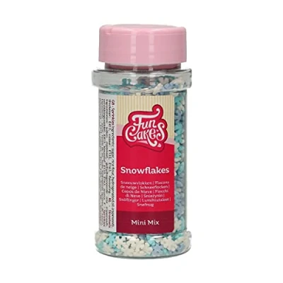 Abbildung von FunCakes Mini Schneeflocken Mix: Kuchenstreusel, guter Geschmack, perfekt zum Dekorieren von Kuchen, Schneeflockenstreusel. 50 g.
