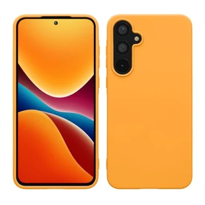 Abbildung von kwmobile Hülle kompatibel mit Samsung Galaxy A55 5G weiches TPU Silikon Case Cover geeignet für kabelloses Laden Fruity Orange