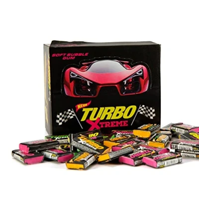 Abbildung von Xtreme Turbo Kaugummi kaut mit Sammler Autos, 90s Süßigkeiten Sammlung, Packung 100 Stück