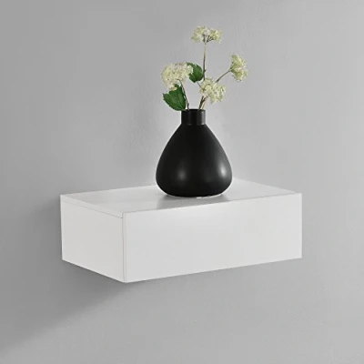 Abbildung von en.casa Nachtschrank »Oslo« Wandboard mit Schublade 46x30x15cm Weiß Matt
