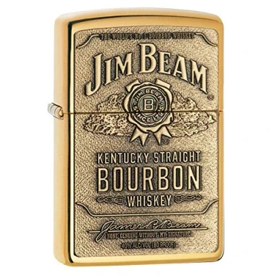 Abbildung von Zippo Feuerzeug 60001211 PL 254B Jim Beam Label EMBL Benzinfeuerzeug, Messing, high polish brass, 1 x 3,5 5,5 cm