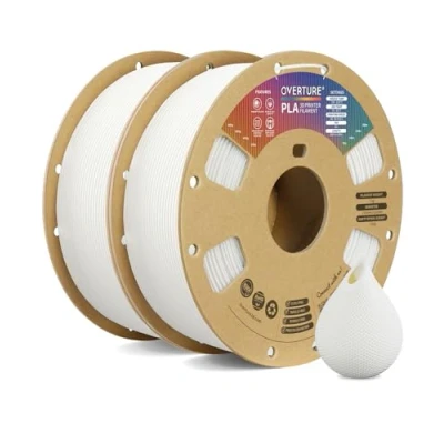 Abbildung von OVERTURE PLA Filament 1.75mm Aufgerüstet, 2kg Spule(4.4lbs), Maßgenauigkeit +/ 0.02mm, für 3D Drucker (Weiß 1kg*2)