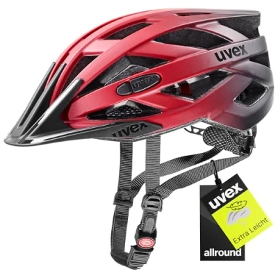 Abbildung von uvex i vo cc leichter Allround Helm für Damen und Herren individuelle Größenanpassung erweiterbar mit LED Licht red black 52 57 cm