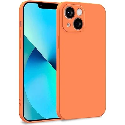 Abbildung von MyGadget Hülle kompatibel mit iPhone 13 Mini Zweilagige Handyhülle Kameraschutz Cover Innenfutter &amp; Silikon außen Orange