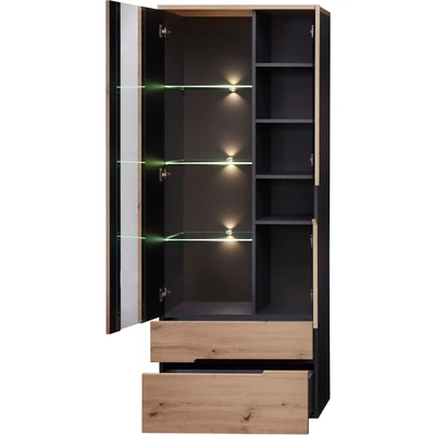 Abbildung von Innostyle Vitrine &quot;Memphis&quot;, (1 St.), Bicolour Eiche Artisan Absetzung graphit