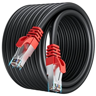 Abbildung von Soibke LAN Kabel 25meter, Cat 7 Netzwerkkabel 25m Hochgeschwindigkeit Wlan Geschirmt SFTP 10Gbps RJ45 Ethernet Gigabit Internet Patchkabel Schwarz für Modem Router