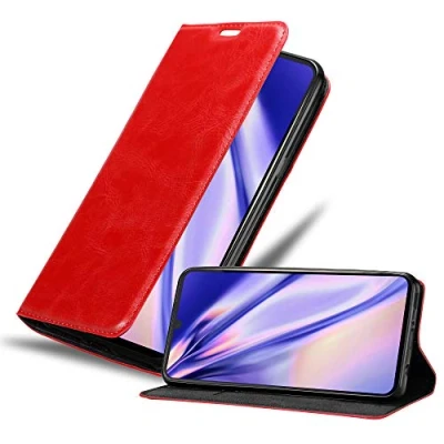 Abbildung von Cadorabo Hülle kompatibel mit LG V60 ThinQ aus Premium Kunst Leder Flip Klappbare Stoßfeste Magnetische [Standfunktion] [Kartenfächern] Cover für Tasche in Rot