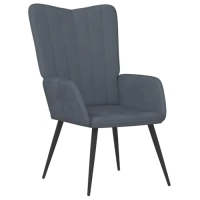 Abbildung von vidaXL Relaxsessel, Sessel mit Stahlrahmen, Relaxstuhl Polsterstuhl Armlehne, Fernsehsessel Polstersessel Wohnzimmer, Modern, Dunkelgrau Samt