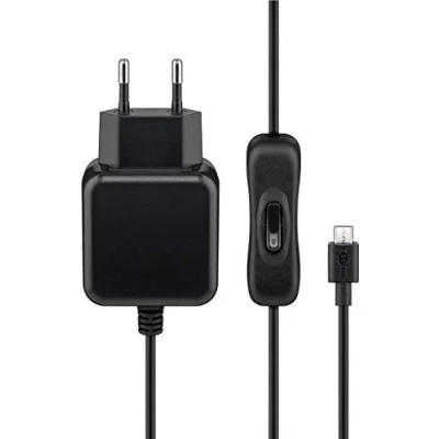 Abbildung von Goobay 66746 Micro USB Netzteil 2,5A mit An / Aus Schalter , Ladegerät Stromversorgung Ladekabel für Raspberry Pi