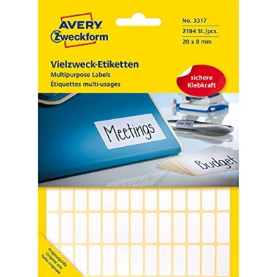 Abbildung von Avery Zweckform Etikett 3317 20x8mm weiß Vielzweck Etiketten selbstklebend