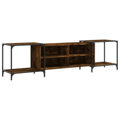 Abbildung von vidaXL TV Schrank, Verstellbar Fernsehschrank mit viel Stauraum, Lowboard HiFi Schrank Metallrahmen, Fernsehtisch Möbel für Wohnzimmer, Räuchereiche Holzwerkstoff