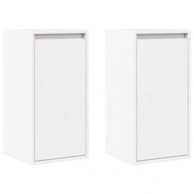 Abbildung von vidaXL 2X Wandschrank Hängeschrank TV Schrank Holzschrank Möbel Regal Aufbewahrung Wohnzimmer Bücherschrank Weiß 30x30x60cm Massivholz Kiefer