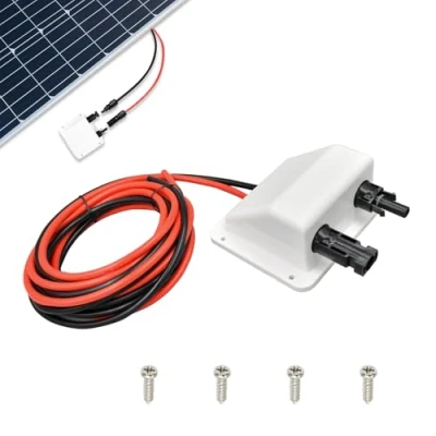 Abbildung von Slocable Solar Dachdurchführung, ABS Doppel Kabeldurchführung mit 10ft 10awg Solarkabel und PV Stecker, IP67 UV Beständigkeit Dual Kabeleinführung Gehäuse für Wohnmobil, Boot, Wohnwagen, Marine