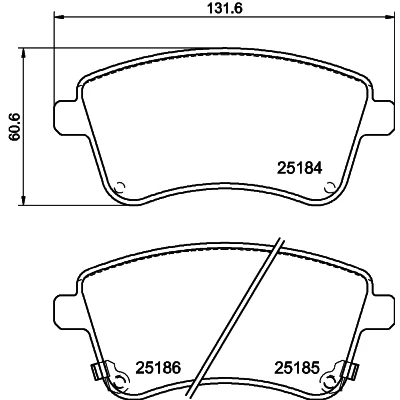 Abbildung von HELLA 8DB 355 015 331 Bremsbelagsatz mit akustischer Verschleißwarnung Bremssattelschrauben Zubehör KIA: Venga, Venga Kasten / Schrägheck
