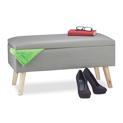 Abbildung von relaxdays Sitzbank mit Stauraum, Grau