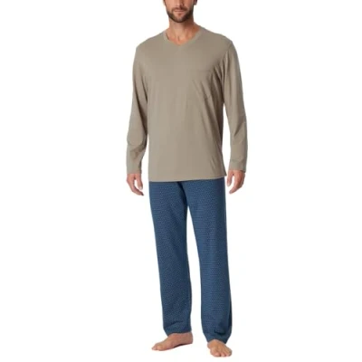 Abbildung von Schiesser Herren Schlafanzug lang Nightwear Set Pyjamaset, braungrau_181154, 48/ S