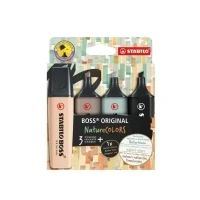 Abbildung von Textmarker STABILO BOSS ORIGINAL NatureCOLORS 4er Pack schlammgrün, siena, umbra, schwarz