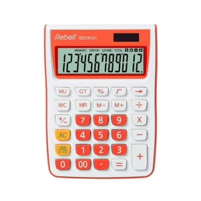 Abbildung von Rebell RE SDC912OR Tischrechner SDC912, 12 stelliger für Büro und Zuhause, Dualbetrieb, orange