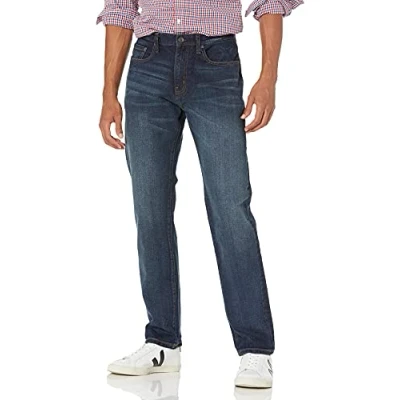 Abbildung von Amazon Essentials Herren Stretchjeans, athletische Passform, Dunkle Waschung, 28W / 32L
