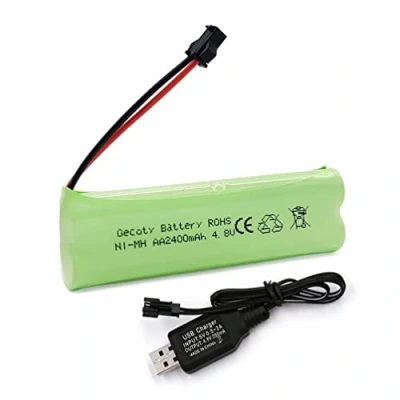 Abbildung von Gecoty® Wiederaufladbare 4,8V NI MH AA Batterie, 2400mAh RC Akku mit SM Stecker und Ladekabel für Hochgeschwindigkeitszug Spielzeug, Beleuchtung, Elektrowerkzeuge