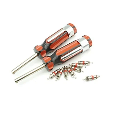 Abbildung von Felgenfactory 2X Ventilausdreher Eindreher + 8X Ventileinsätze Ventilschlüssel Taschenclip Reparatur Schraubendreher