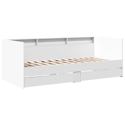 Abbildung von vidaXL Tagesbett, Gästebett mit 2 Schubladen Rollen, Schlafsofa für Schlafzimmer, Bettsofa Sofabett Daybed Bett, Weiß 90x200cm Holzwerkstoff