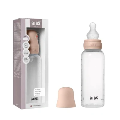 Abbildung von BIBS Babyflasche 270 ml. Sauger aus Silikon Babyflaschenset. Anti Kolik. BPA frei. Mittlerem Fluss. leicht und einfach zu reinigen. geeignet für Neugeborene ab 0 Jahren Blush