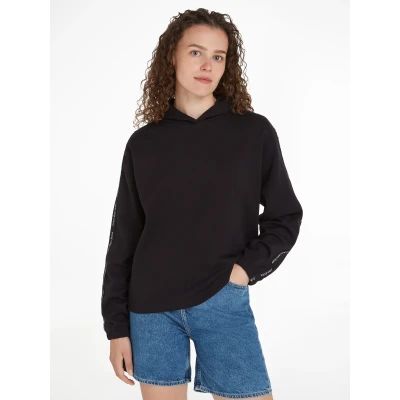 Abbildung von Calvin Klein Jeans LOGO Elastic Hoodie Sweatshirt, Damen, Größe: Medium, Black